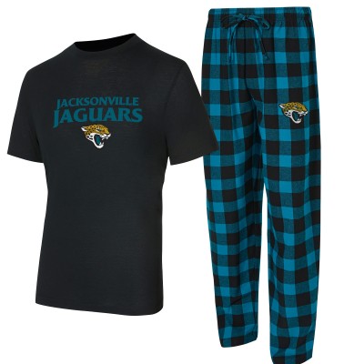 Jacksonville Jaguars Concepts Sport Black/Teal Avondale T-Shirt & Flannel Pants Set