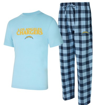Los Angeles Chargers Concepts Sport Powder Blue/Navy Avondale T-Shirt & Flannel Pants Set