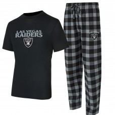 Las Vegas Raiders Concepts Sport Black/Silver Avondale T-Shirt & Flannel Pants Set