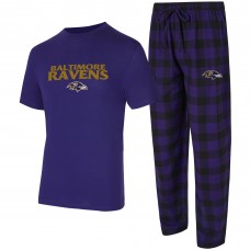 Футболка Baltimore Ravens Concepts Sport Purple/Black Avondale & Flannel Pants Set