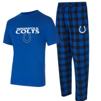 Indianapolis Colts Concepts Sport Royal/Black Avondale T-Shirt & Flannel Pants Set