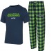 Seattle Seahawks Concepts Sport College Navy/Neon Green Avondale T-Shirt & Flannel Pants Set