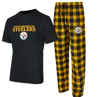 Pittsburgh Steelers Concepts Sport Black/Gold Avondale T-Shirt & Flannel Pants Set