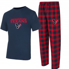 Футболка Houston Texans Concepts Sport Navy/Red Avondale & Flannel Pants Set Футболка Houston Texans Concepts Sport Navy/Red Avondale & Flannel Pants Set