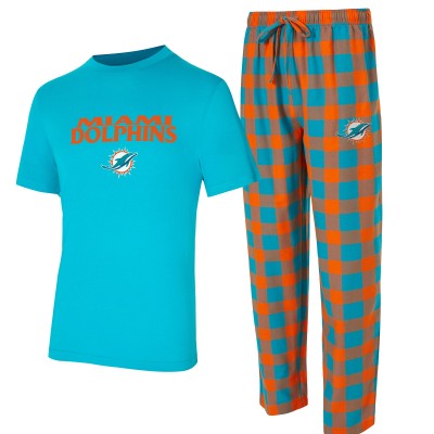Miami Dolphins Concepts Sport Aqua/Orange Avondale T-Shirt & Flannel Pants Set