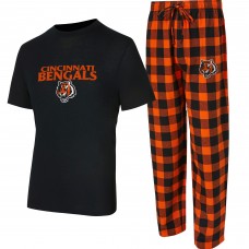Cincinnati Bengals Concepts Sport Black/Orange Avondale T-Shirt & Flannel Pants Set