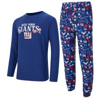 New York Giants Concepts Sport Royal Chestnut Long Sleeve Top & Pants Set