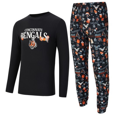 Cincinnati Bengals Concepts Sport Black Chestnut Long Sleeve Top & Pants Set