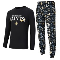 New Orleans Saints Concepts Sport Black Chestnut Long Sleeve Top & Pants Set