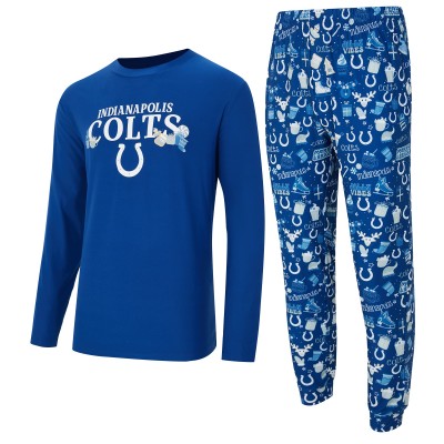Indianapolis Colts Concepts Sport Royal Chestnut Long Sleeve Top & Pants Set