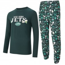 New York Jets Concepts Sport Green Chestnut Long Sleeve Top & Pants Set New York Jets Concepts Sport Green Chestnut Long Sleeve Top & Pants Set