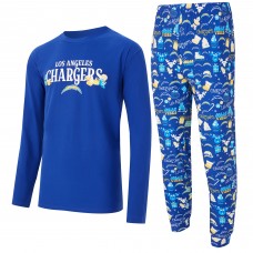 Los Angeles Chargers Concepts Sport Royal Chestnut Long Sleeve Top & Pants Set Los Angeles Chargers Concepts Sport Royal Chestnut Long Sleeve Top & Pants Set