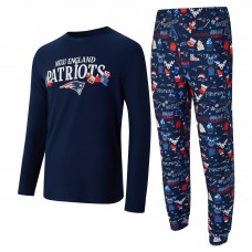 New England Patriots Concepts Sport Navy Chestnut Long Sleeve Top & Pants Set New England Patriots Concepts Sport Navy Chestnut Long Sleeve Top & Pants Set