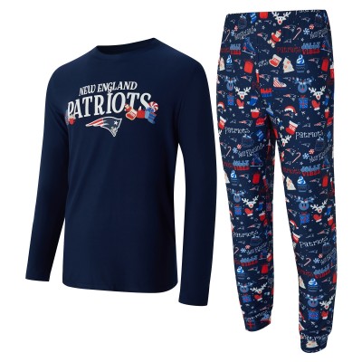 New England Patriots Concepts Sport Navy Chestnut Long Sleeve Top & Pants Set