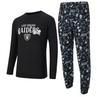 Las Vegas Raiders Concepts Sport Black Chestnut Long Sleeve Top & Pants Set