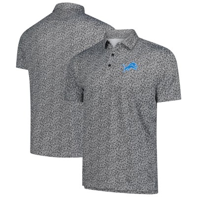 Detroit Lions Antigua Black Field Ditsy Polo