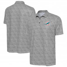 Miami Dolphins Antigua Black Field Ditsy Polo