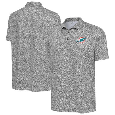 Miami Dolphins Antigua Black Field Ditsy Polo