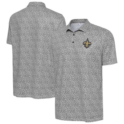 New Orleans Saints Antigua Black Field Ditsy Polo