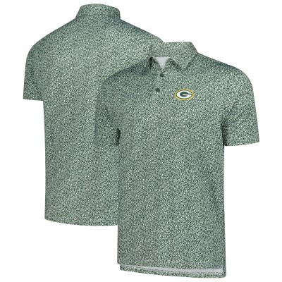 Green Bay Packers Antigua Green Field Ditsy Polo
