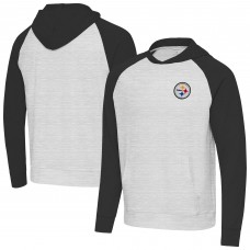 Pittsburgh Steelers Antigua Black/Heather Gray Urgent Pullover Hoodie