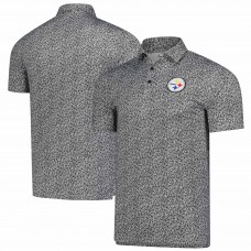Pittsburgh Steelers Antigua Heather Black Field Ditsy Polo