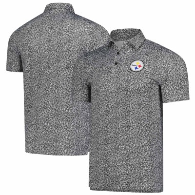 Pittsburgh Steelers Antigua Heather Black Field Ditsy Polo