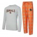 Cincinnati Bengals Concepts Sport Orange/Heather Gray Regulate Long Sleeve T-Shirt and Plaid Pant Set