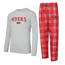 San Francisco 49ers Concepts Sport Scarlet/Heather Gray Regulate Long Sleeve T-Shirt and Plaid Pant Set