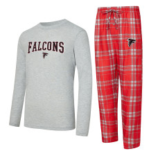 Футболка с длинным рукавом Atlanta Falcons Concepts Sport Red/Heather Gray Regulate and Plaid Pant Set Футболка с длинным рукавом Atlanta Falcons Concepts Sport Red/Heather Gray Regulate and Plaid Pant Set