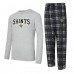 New Orleans Saints Concepts Sport Black/Heather Gray Regulate Long Sleeve T-Shirt and Plaid Pant Set New Orleans Saints Concepts Sport Black/Heather Gray Regulate Long Sleeve T-Shirt and Plaid Pant Set