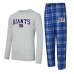 New York Giants Concepts Sport Royal/Heather Gray Regulate Long Sleeve T-Shirt and Plaid Pant Set