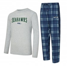 Seattle Seahawks Concepts Sport College Navy/Heather Gray Regulate Long Sleeve T-Shirt and Plaid Pant Set Seattle Seahawks Concepts Sport College Navy/Heather Gray Regulate Long Sleeve T-Shirt and Plaid Pant Set