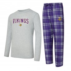 Minnesota Vikings Concepts Sport Purple/Heather Gray Regulate Long Sleeve T-Shirt and Plaid Pant Set