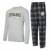 Pittsburgh Steelers Concepts Sport Black/Heather Gray Regulate Long Sleeve T-Shirt and Plaid Pant Set