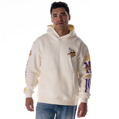 Unisex Minnesota Vikings The Wild Collective Cream Stacked Graphic Sleeve Fleece Hoodie
