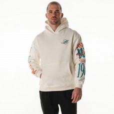 Unisex Miami Dolphins The Wild Collective Cream Stacked Graphic Sleeve Fleece Hoodie