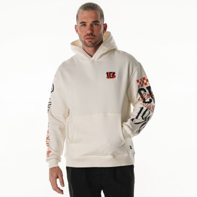 Unisex Cincinnati Bengals The Wild Collective Cream Stacked Graphic Sleeve Fleece Hoodie