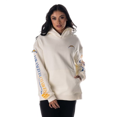 Unisex Los Angeles Chargers The Wild Collective Cream Stacked Graphic Sleeve Fleece Hoodie