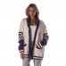 Unisex Minnesota Vikings The Wild Collective Cream Jacquard Rolled Collar Button-Up Cardigan Sweater