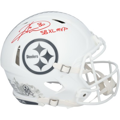 Hines Ward Pittsburgh Steelers Autographed Fanatics Authentic Riddell 2024 Salute To Service Speed Authentic Helmet with SB XL MVP Inscription