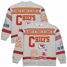 Kansas City Chiefs Mitchell & Ness Heather Gray All Over Print Vintage Fleece Crewneck Sweatshirt