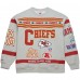 Kansas City Chiefs Mitchell & Ness Heather Gray All Over Print Vintage Fleece Crewneck Sweatshirt
