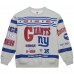 New York Giants Mitchell & Ness Heather Gray All Over Print Vintage Fleece Crewneck Sweatshirt