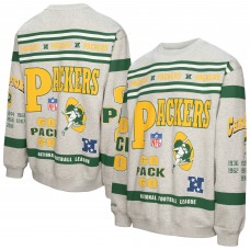 Кофта Green Bay Packers Mitchell & Ness Heather Gray All Over Print Vintage Fleece Crewneck