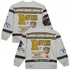 Кофта Baltimore Ravens Mitchell & Ness Heather Gray All Over Print Vintage Fleece Crewneck