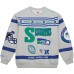 Seattle Seahawks Mitchell & Ness Heather Gray All Over Print Vintage Fleece Crewneck Sweatshirt