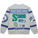 Seattle Seahawks Mitchell & Ness Heather Gray All Over Print Vintage Fleece Crewneck Sweatshirt