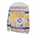 Minnesota Vikings Mitchell & Ness Heather Gray All Over Print Vintage Fleece Crewneck Sweatshirt