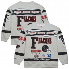 Кофта Atlanta Falcons Mitchell & Ness Heather Gray All Over Print Vintage Fleece Crewneck